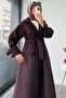Premium Oversize Eva Cashmere Coat with Buckle on the Sleeve – Red Brown - 5