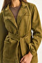 Women's Khaki Pocket Detailed Belted Suede Jacket 60283669 - 7