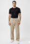 Men's Beige Winter Cotton-Lined Wide-Leg Baggy Sweatpants