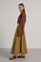Women's Oil Green Premium Fabric Flared Long Skirt 30015 - 6