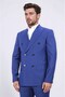 Slim Fit Pointed Collar Double-Breasted Petrol Blue Suit - 6
