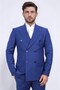 Slim Fit Pointed Collar Double-Breasted Petrol Blue Suit - 3