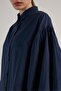 Women's Navy Blue Pleated Pocket Detailed Oversize Shirt 30062 - 8