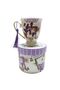 Ceramic Mug with Spoon, Lavender Pattern, Purple (DO116G-A) - 2