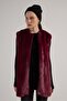 Women's Burgundy Long Lined Fur Vest 30072 - 8