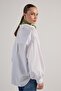 Women's White Pleated Pocket Detailed Oversize Shirt 30062 - 3