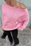 Women's Soft Textured Comfortable Fit Boat Neck Knitwear Sweater Pink 25W3015 - 3