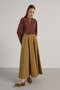 Women's Oil Green Premium Fabric Flared Long Skirt 30015 - 2