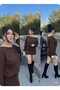 Asymmetrical Boat Neck Long Balloon Sleeve Top Loose Bottom Side Narrow Side Gathered Modal Fabric Mini Dress - 2