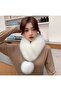 Faux Fur Shawl Collar Scarf with Pompom Detail - 2