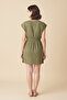 Women's Khaki Side Slit Buckled V-Neck Mini Beach Dress - 3