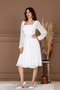 Chiffon Crepe Square Neck Midi Dress - White - 5