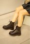 (Florence) Genuine Leather Lace-Up-Zipper Serrated Non-Slip Sole Women's Orthopedic Boots - 5