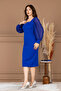Crepe Square Neck Pencil Long Dress - Cobalt Blue - 5