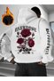 Unisex Darkrose Printed Oversize 100% Cotton Hooded Sweatshirt