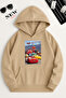 Colorful Cars Printed Hooded Sweatshirt
