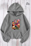 Cartoon Character Printed Hooded Sweatshirt