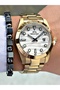 Men's Wristwatch with Calendar Gold Color 10 Atm Water Resistance Phosphorescent Steel Case 2491.06Mr - 2