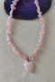 Certified Pink Quartz Broken Stone Natural Stone Heart Pendant - 2