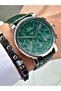Functional Leather Cord Green Color Steel Case Men's Wristwatch 1134.15Mr