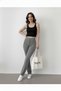 Women's High Waist Elastic Ribbed Stitching Crepe Flared Spanish Palazzo Pants