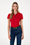 Women's Red Basic Polo Neck T-Shirt 50300896-Vr030