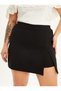 Women's Plus Size Single Slit Front Back Skirt with Inside Shorts Side Zipper High Waist Stretchy Short Skirt with Shorts - 7