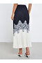 Color Block Pleated A-Line Maxi Skirt - 4