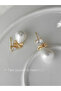 Gold Faux Pearl Bow Drop Earrings