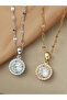 Circle Embellished Drop Necklace - 2