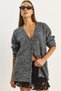 Women's Black V-Neck Oversize Boucle Carmen Knitwear Cardigan 2433 60283679