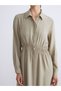 Lcwaikiki Classic Plus Size Textured Waist-Tied Shirt Dress - 6