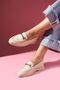 Marquise Beige Leather Buckle Loafer Ballet Casual Shoes