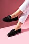 Lofita Black Suede Buckle Loafer Ballet Casual Shoes - 2