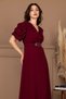 Imported K Crepe Balloon Sleeve Pearl Detailed Maxi Dress - Bordo - 5
