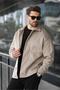 Stone Color Cashmere Shirt Men's Jacket E6765 - 5