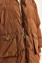 Women's Brown Hidden Hooded Pocket Detailed Long Lined Puffer Coat 4044 60283683 - 6