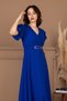 Imported K Crepe Balloon Sleeve Pearl Detailed Maxi Dress - Sa Cobalt Avi̇ - 5