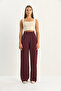 Women's Burgundy High Waist Double Button Palazzo Trousers 1014 60283577 - 2