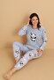 Fawn 1204 Plush Welsoft Fleece Winter Soft Panda Women's Pajama Set - 4
