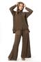 Long Sleeve Hooded Mesh Autumn and Winter Knitwear Blouse Coffee Khv - 4