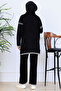 Zippered Collar Knitwear Set S1105 Black - 4