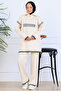 Zippered Collar Knitwear Set S1105 Stone Color