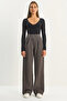 Women's Anthracite High Waist Double Button Palazzo Trousers 1014 60283577