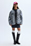 Women's Gray Printed Oversize Casual Jacket - 4