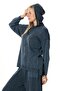Long Sleeve Hooded Mesh Autumn and Winter Knitwear Blouse Indigo Indg - 5