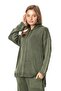 Long Sleeve Hooded Mesh Autumn and Winter Knitwear Blouse Khaki Hk - 5