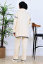 Zippered Collar Knitwear Set S1105 Stone Color - 4