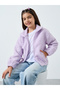 Teens Lilac Furry Jacket with Collar
