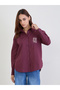 Burgundy Oversized Shirt with Patch Pocket - 3